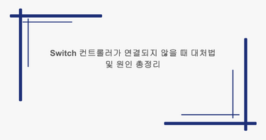 Switch 컨트롤러가 연결되지 않을 때 대처법 및 원인 총정리